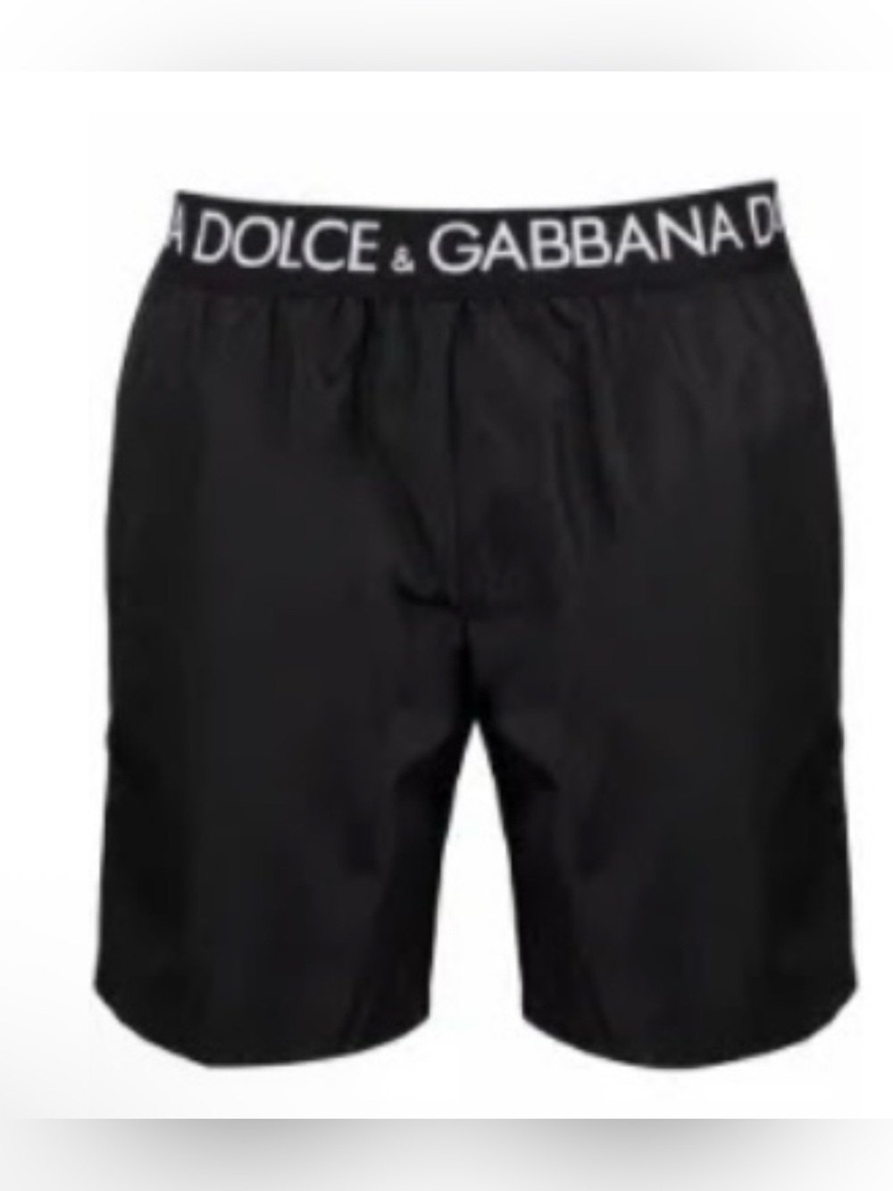 Dolce & Gabbana Black Swim Shorts with Logo Waistband